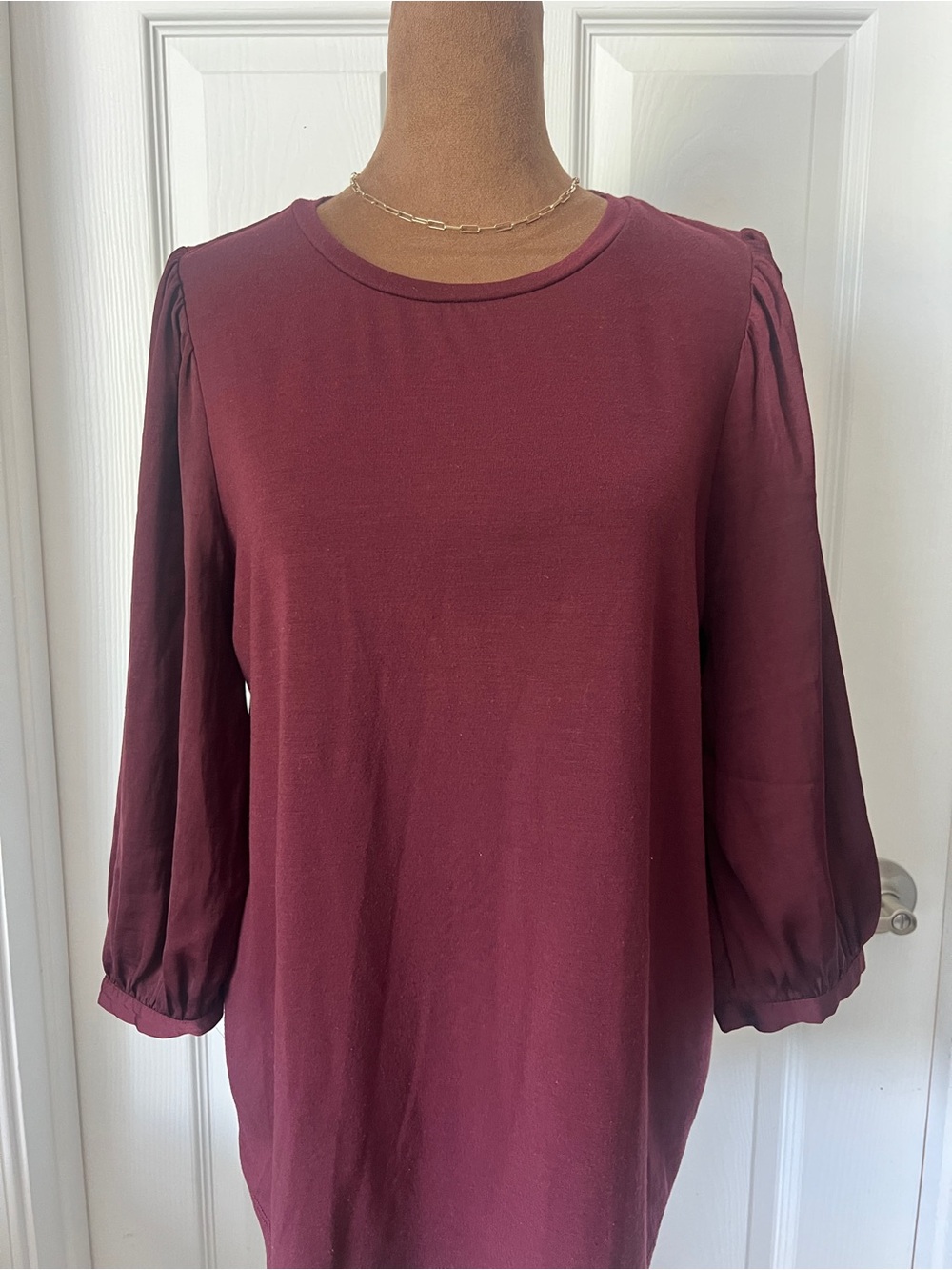 a new day Wine Puff-Sleeve Tunic Top